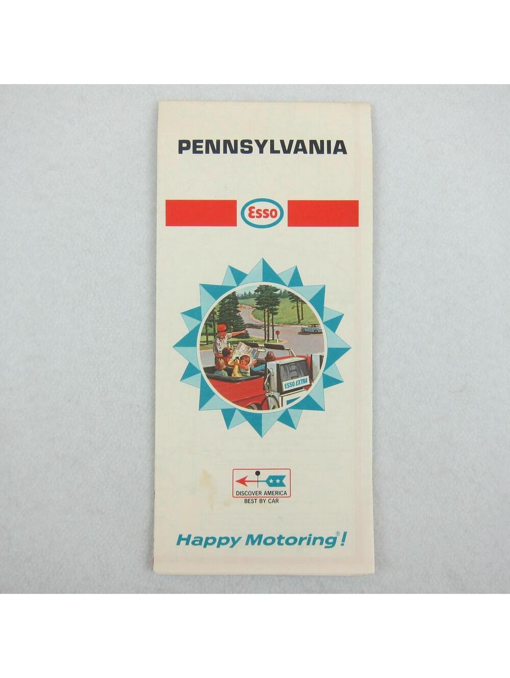1967 Esso Humble Oil Road Map Pennsylvania Sightseeing Guide Pittsburg & Philly
